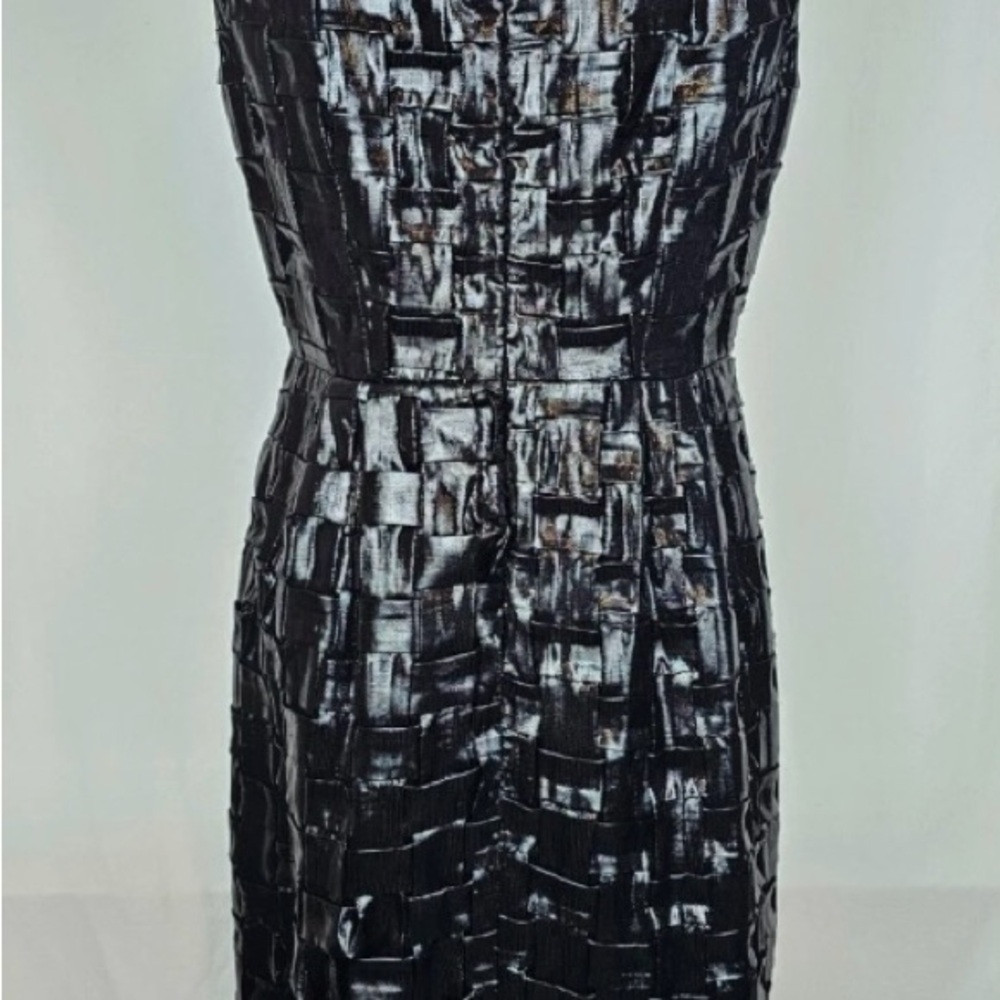 Black Sleeveless Silk Blend
Sheath Dress 8 Cocktail Party Basket Weave By Per Se